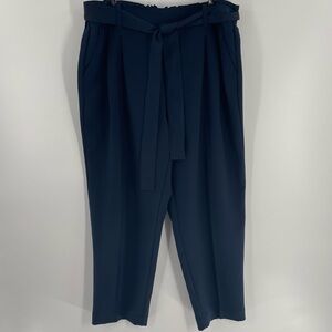 Loft Outlet Navy Elastic Back Tie Waist Pull On Pockets Pants Slacks Trousers